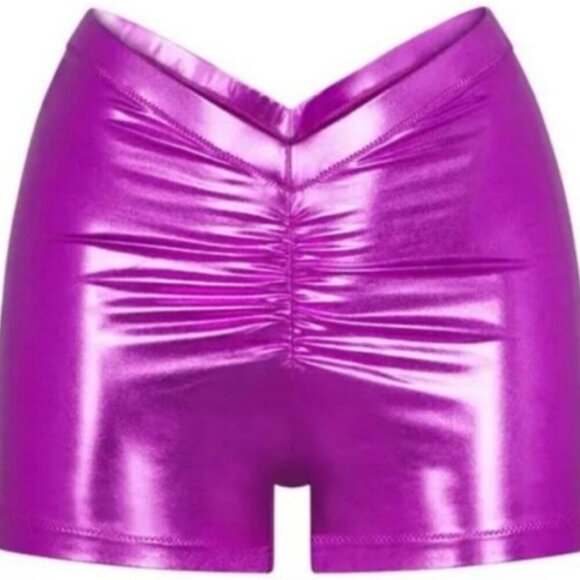 NWT SKIMS Metallic Swim V-Waist Short Dragon Fruit Size Large - Picture 2 of 5